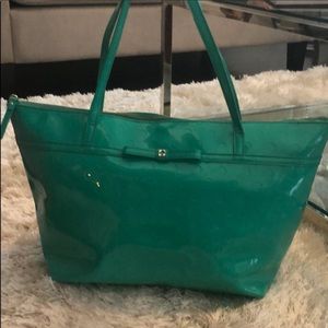 Kate Spade Teal Polka Dot Sophie Camellia Tote Bag